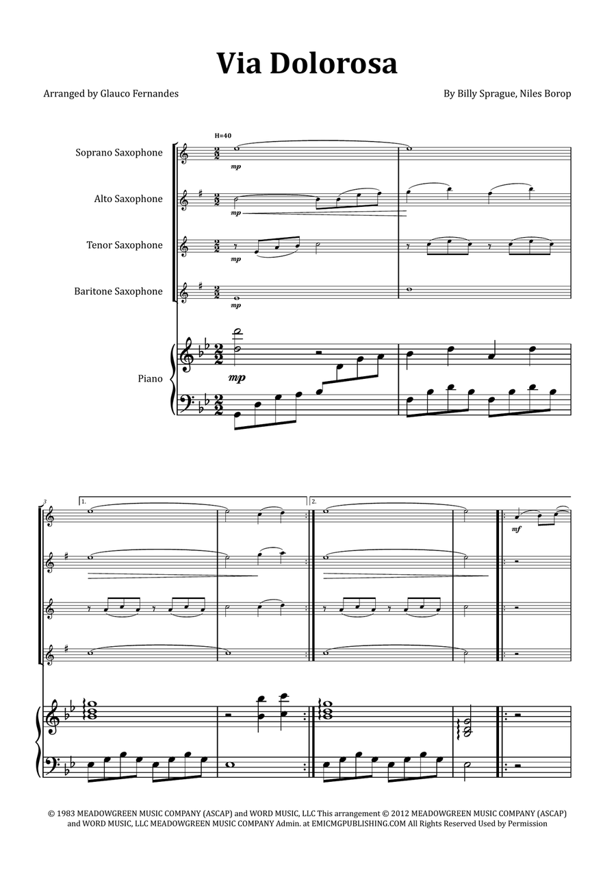 Via Dolorosa Saxophone Quartet scores gallery preview page 1