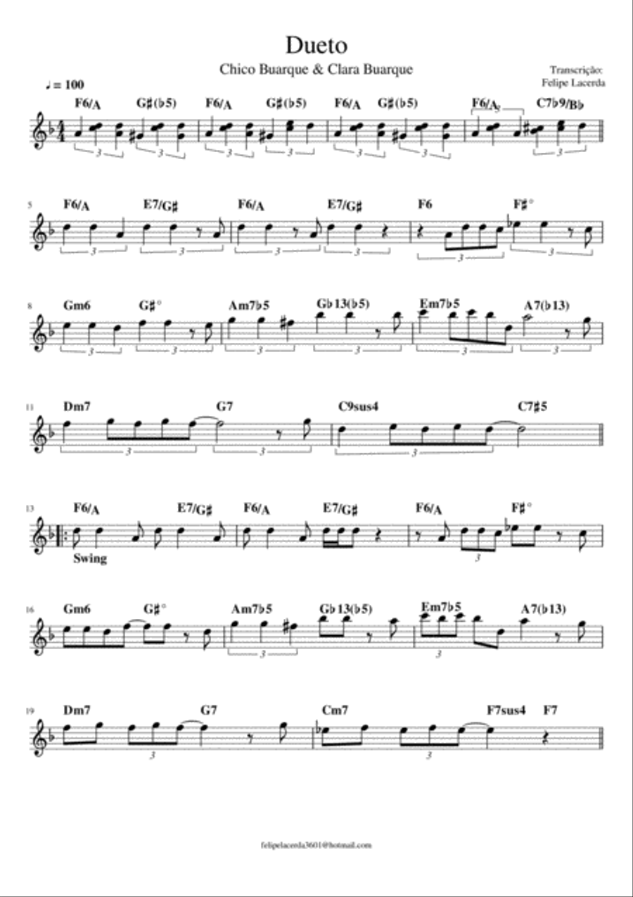Chico Buarque De Hollanda Vai A Copa De 2006 Voice scores gallery preview page 1
