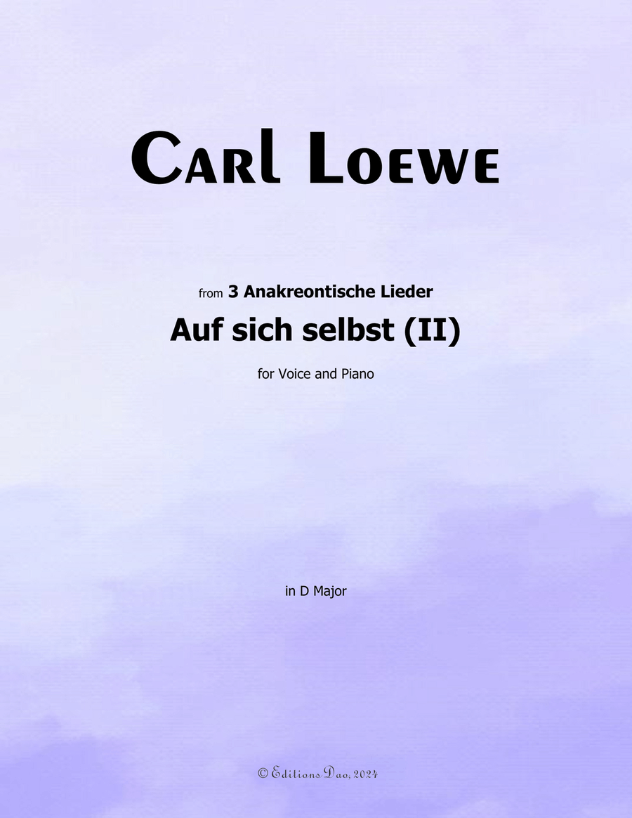 Auf sich selbst(II), by Carl Loewe, in D Major Voice scores gallery preview page 1