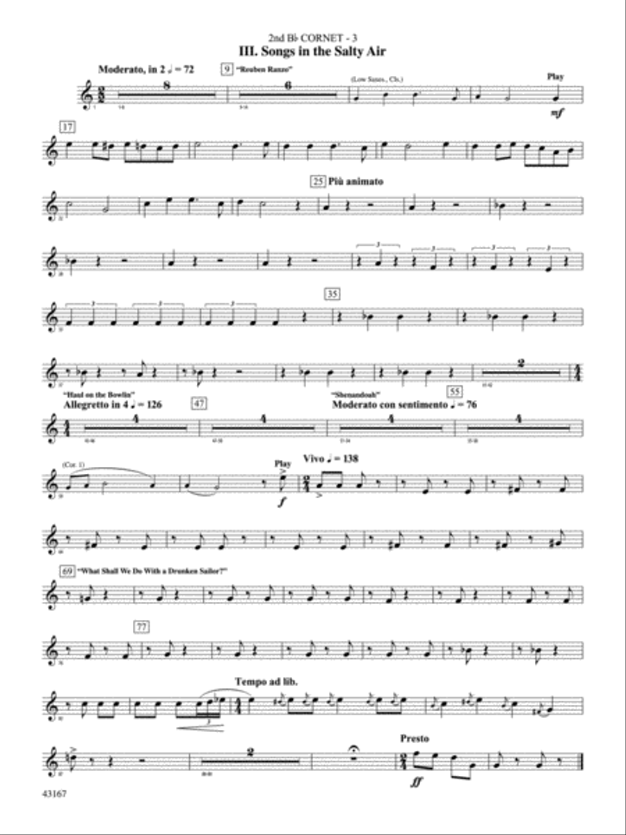 Down to the Sea in Ships (from the NBC TV Film Project 20): 2nd B-flat Cornet Concert Band scores gallery preview page 3