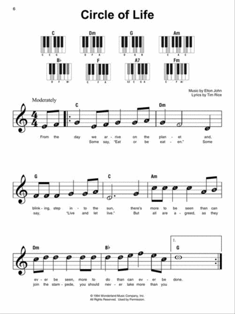 The Lion King – Super Easy Songbook Easy Piano scores gallery preview page 6