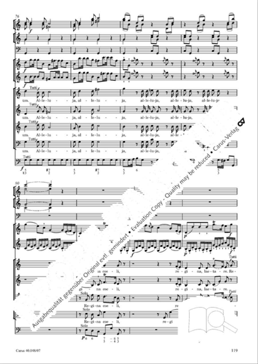Regina coeli in B-Flat Major, K. 127 4-Part scores gallery preview page 120