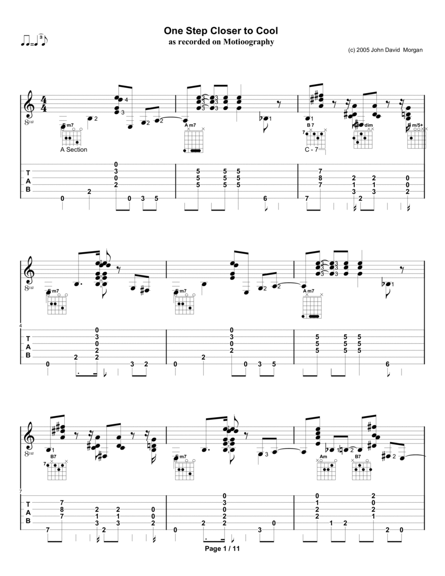 One Step Closer to Cool Acoustic Guitar scores gallery preview page 1