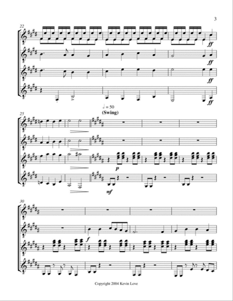 Ding Dong merrily on High (Guitar Quartet) - Score and Parts Ding Dong merrily on High (Guitar Quartet) - Score and Parts Guitar Ensemble scores gallery preview page 3