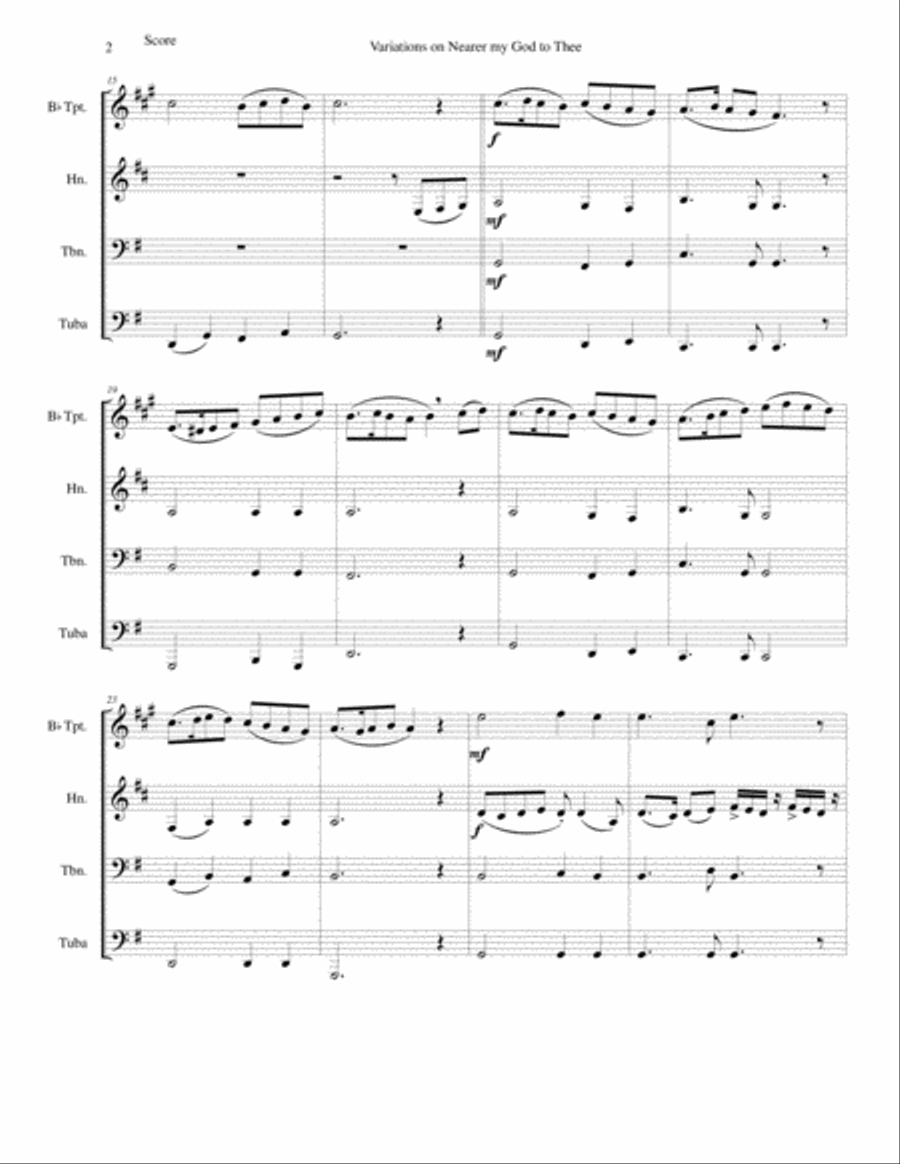 Variations on Nearer my God to Thee (Bethany) for brass quartet Brass Quartet scores gallery preview page 2