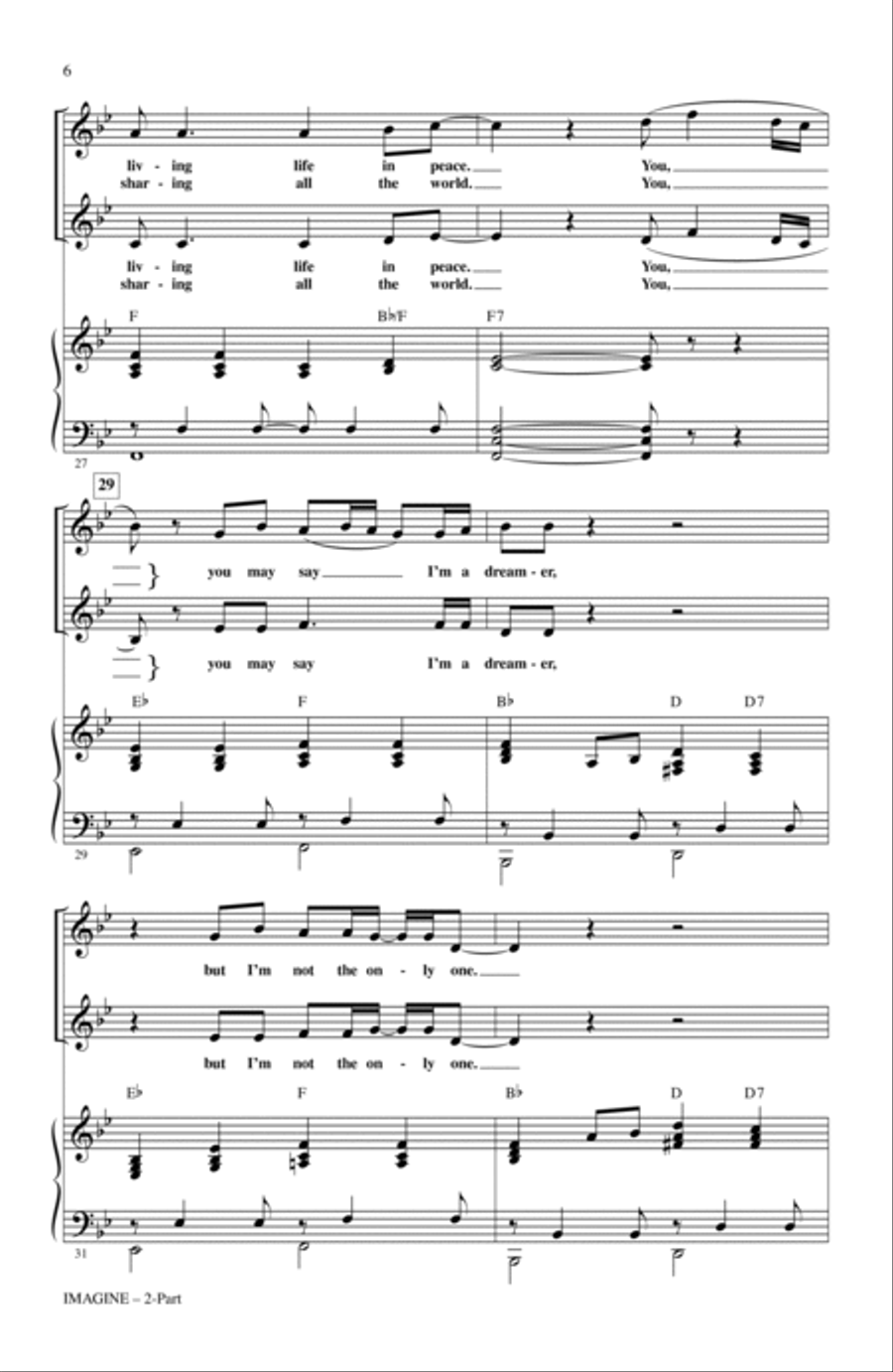 Imagine (arr. Audrey Snyder) 2-Part scores gallery preview page 4