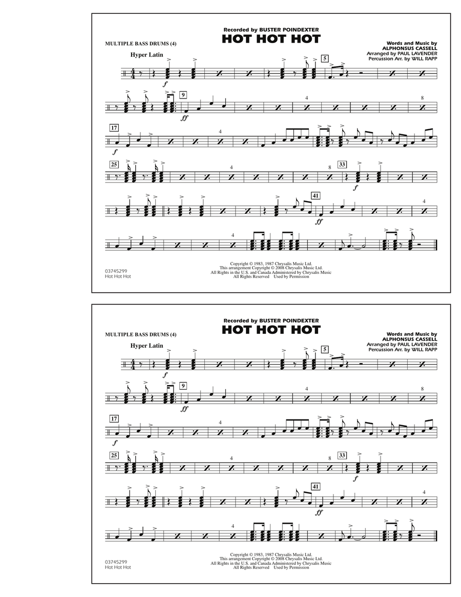Hot Hot Hot - Multiple Bass Drums Marching Band scores gallery preview page 1