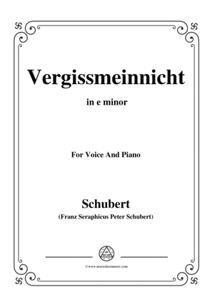 Schubert-Vergissmeinnicht in e minor,for voice and piano