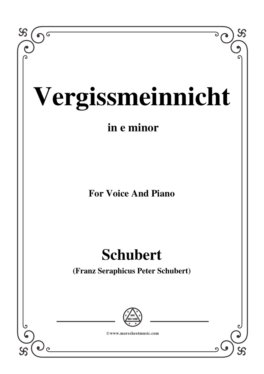 Schubert-Vergissmeinnicht in e minor,for voice and piano