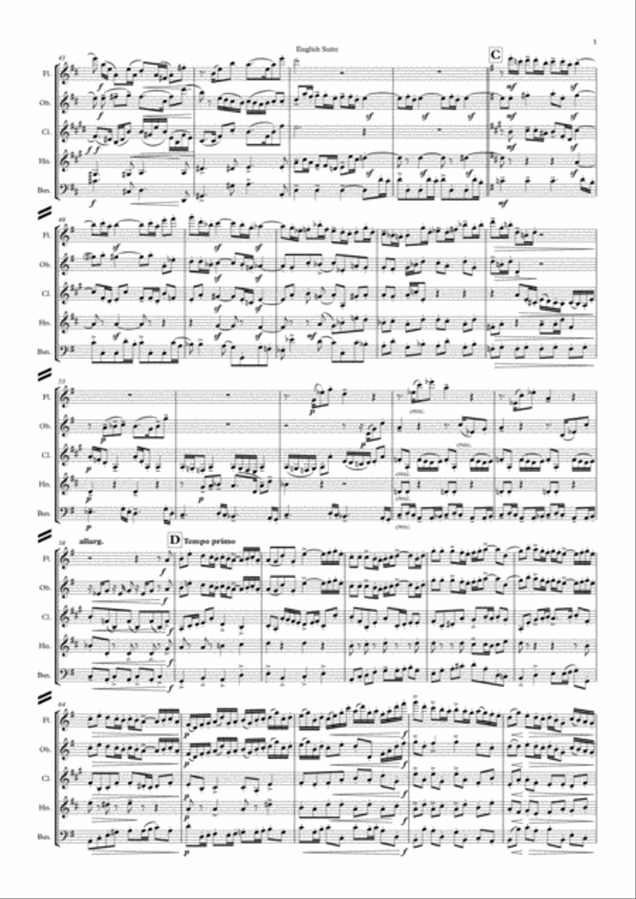 Parry: An English Suite Mvts. I to V - wind quintet Woodwind Quintet scores gallery preview page 3
