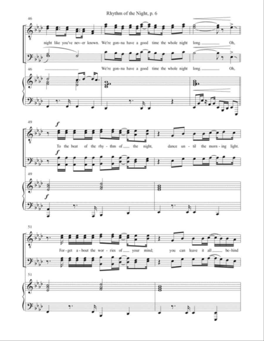 Rhythm Of The Night TTBB scores gallery preview page 6