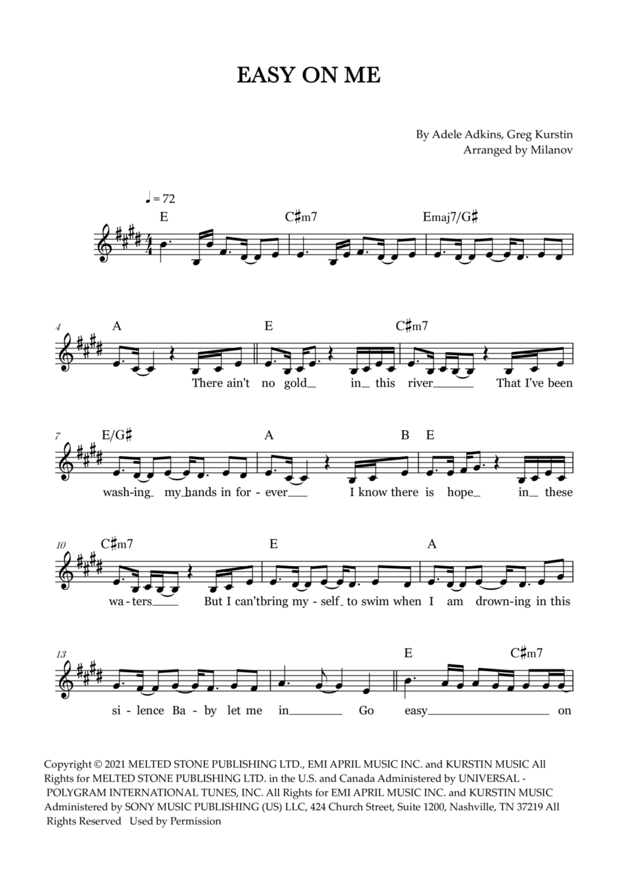 Easy On Me Piano scores gallery preview page 1