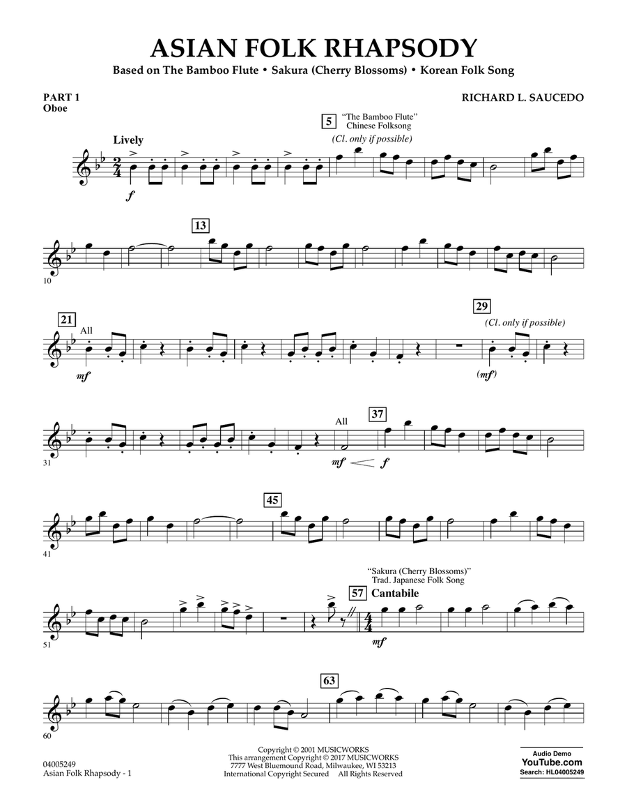 Asian Folk Rhapsody - Pt.1 - Oboe Concert Band scores gallery preview page 1