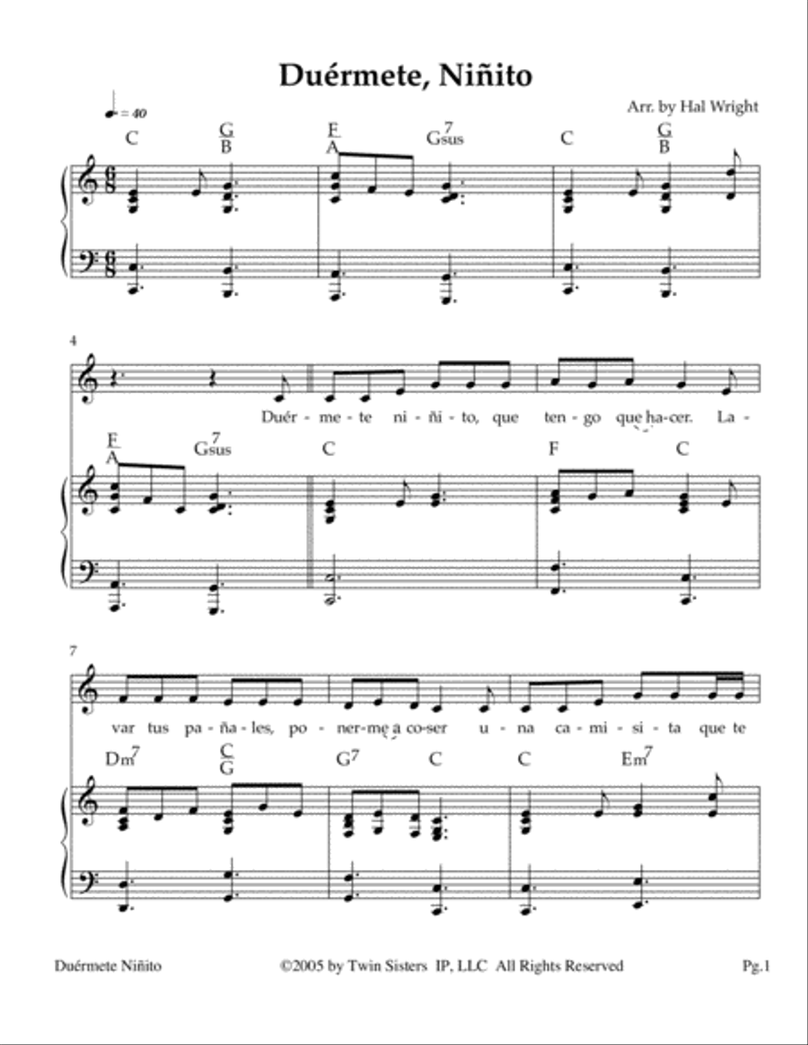 Duérmete, Niñito Voice scores gallery preview page 1