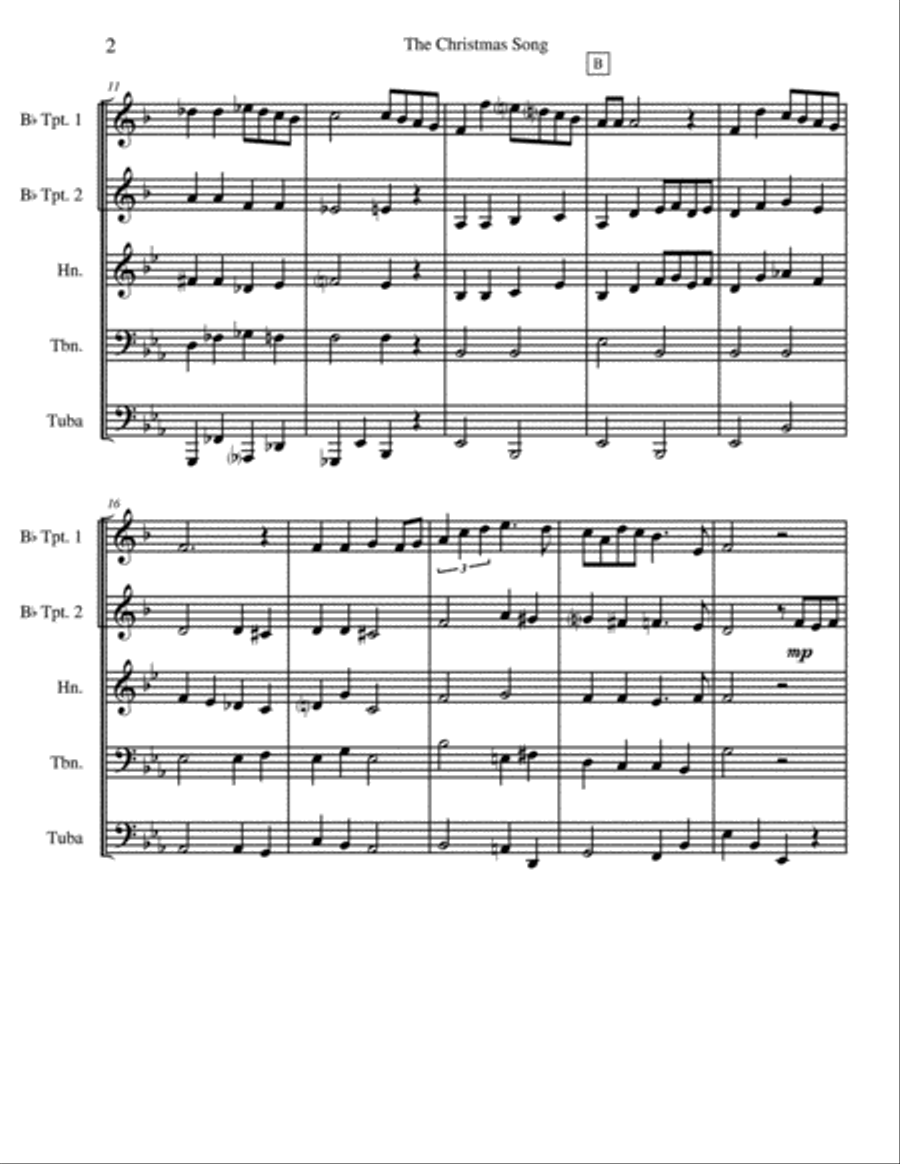 The Christmas Song (Chestnuts Roasting On An Open Fire) Brass Quintet scores gallery preview page 3