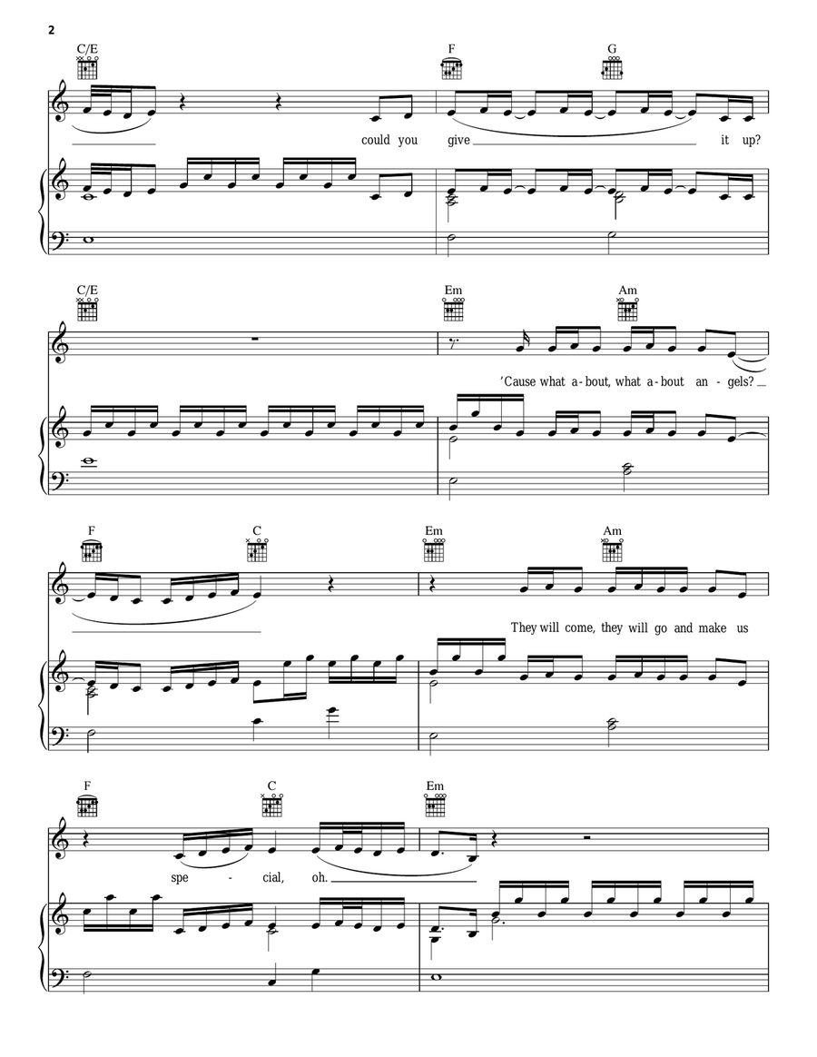 Not About Angels Piano, Vocal, Guitar scores gallery preview page 2