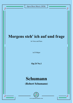 Book cover for Schumann-Morgens steh' ich auf,Op.24 No.1,in D Major,for Voice&Pno