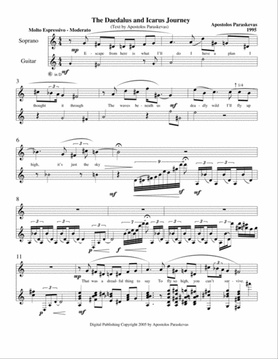 The Daedalus and Icarus Journey Classical Guitar scores gallery preview page 5