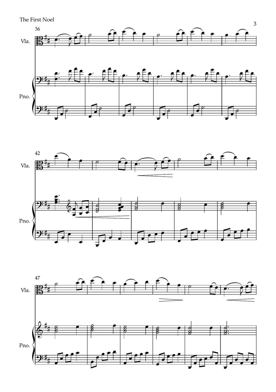 The First Noel (for Viola and Piano) Piano scores gallery preview page 3