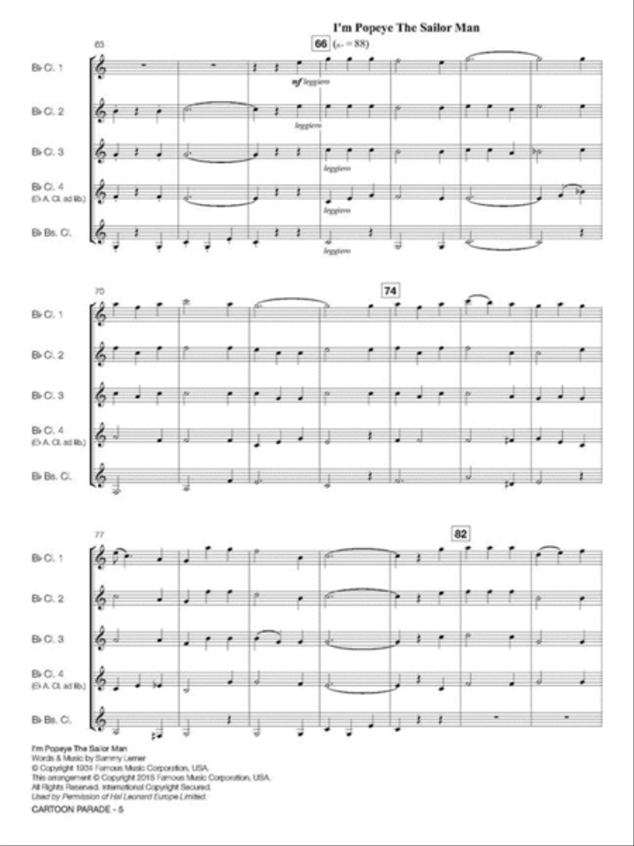 Cartoon Parade Cartoon Parade Clarinet Quintet scores gallery preview page 5