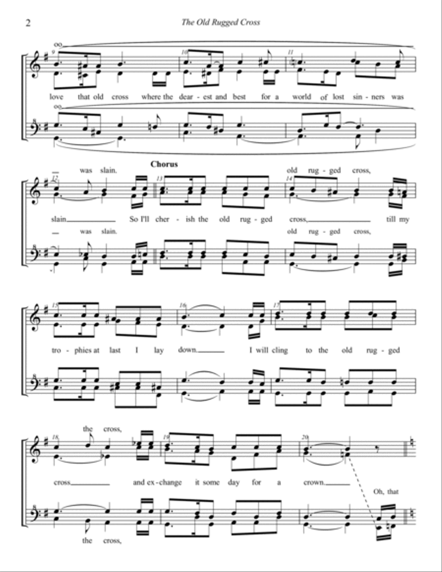Old Rugged Cross (Chorus) SSAA scores gallery preview page 2