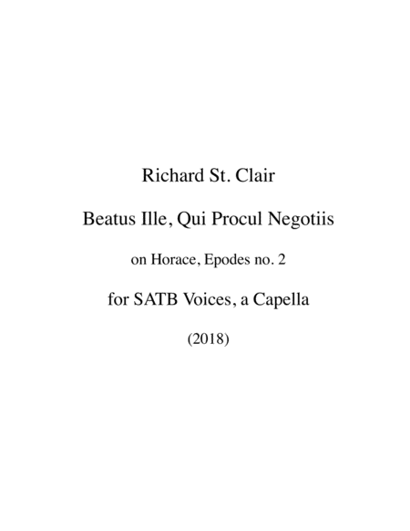 Beatus Ille, Qui Procul Negotiis for a capella SATB singers. lyrics in Latin with English translatio image number null