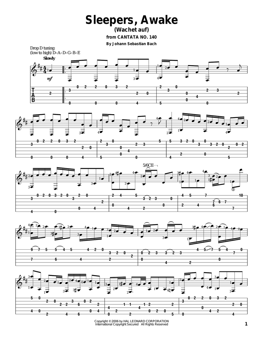 Sleepers, Awake (Wachet Auf) Acoustic Guitar scores gallery preview page 1