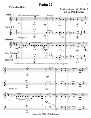 Book cover for Psalm 22-Mendelssohn-Woodwind octet