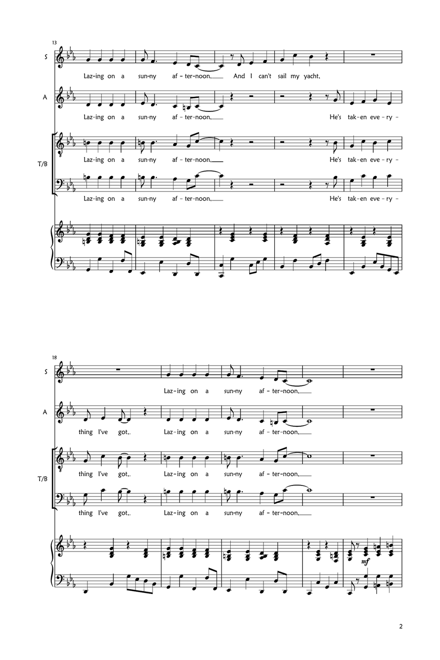 Sunny Afternoon 3-Part scores gallery preview page 2