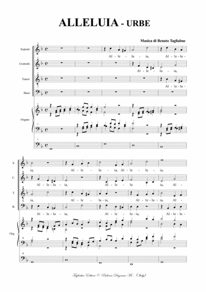 ALLELUIA Urbe - Tagliabue - For SATB Choir and Organ image number null