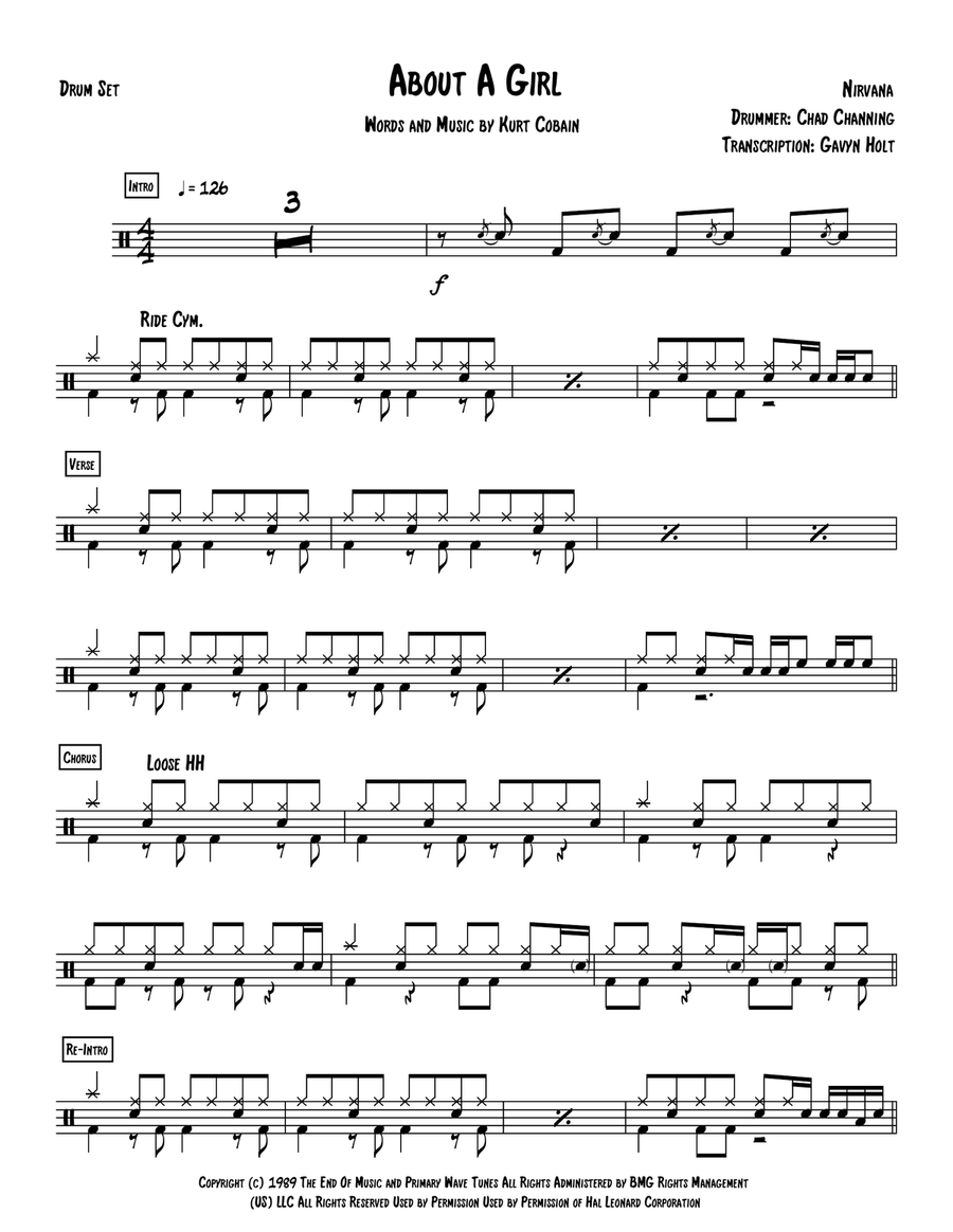 About A Girl Drum Set scores gallery preview page 1