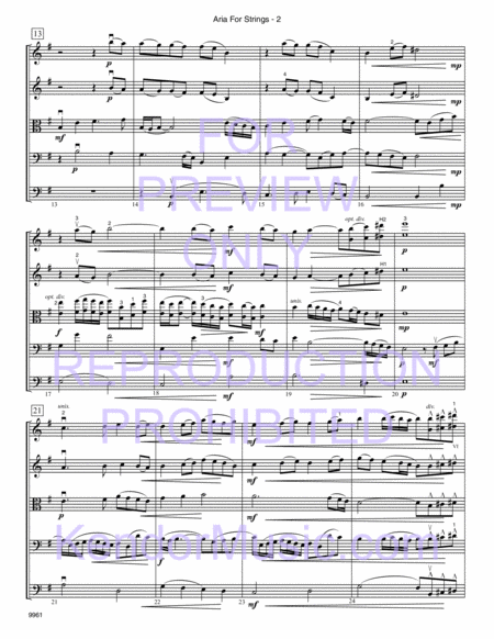 Aria For Strings (Full Score)