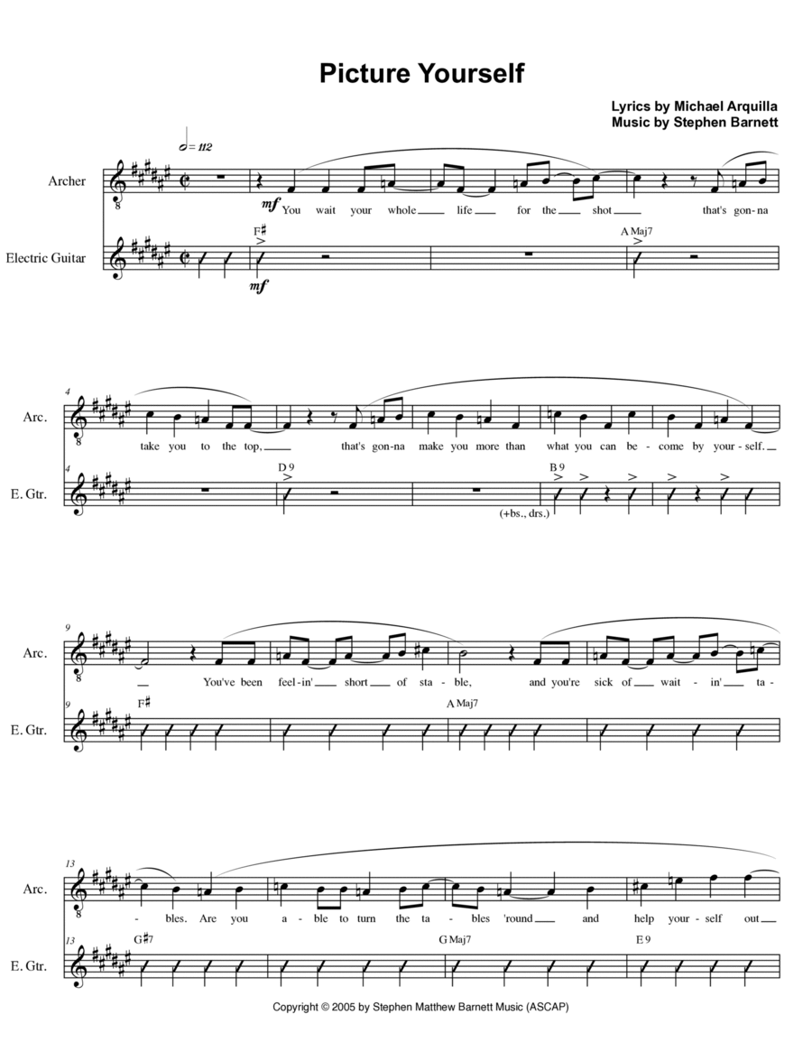 Picture Yourself Piano, Vocal, Guitar scores gallery preview page 1