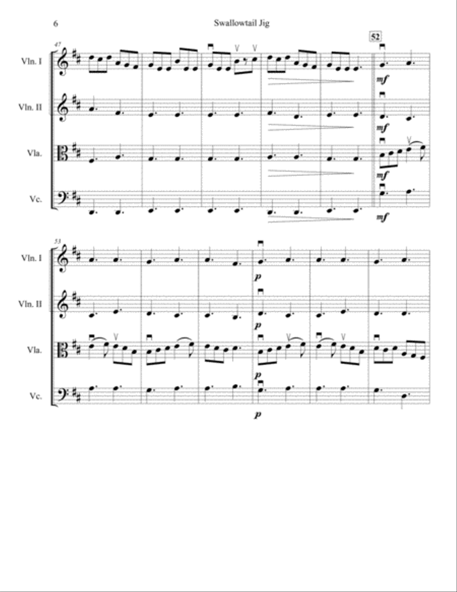 Swallowtail Jig String Quartet scores gallery preview page 6