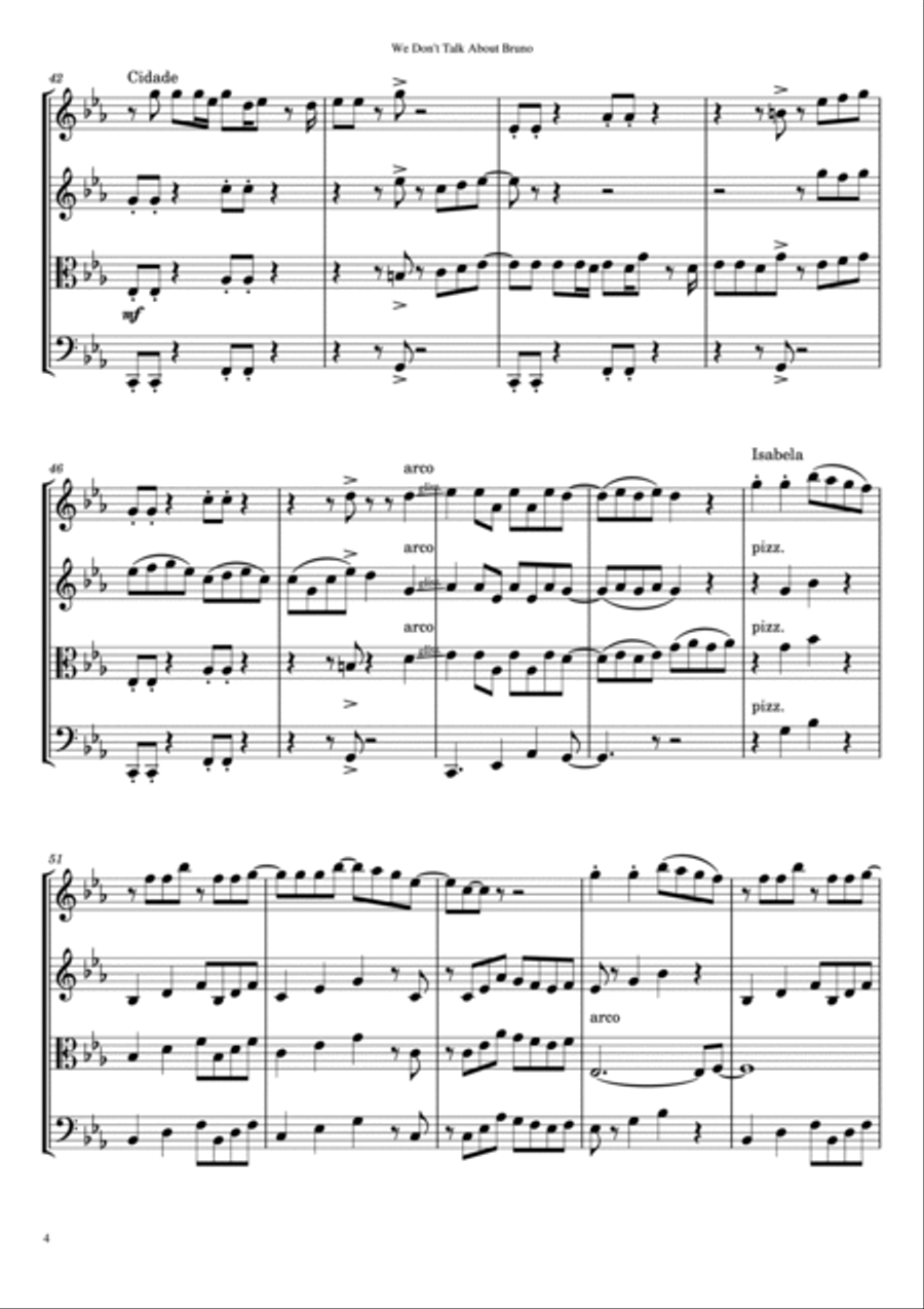 We Don't Talk About Bruno String Quartet scores gallery preview page 5