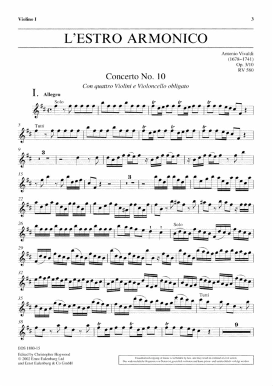 L'Estro Armonico Op. 3/10 RV 580 Voice scores gallery preview page 2