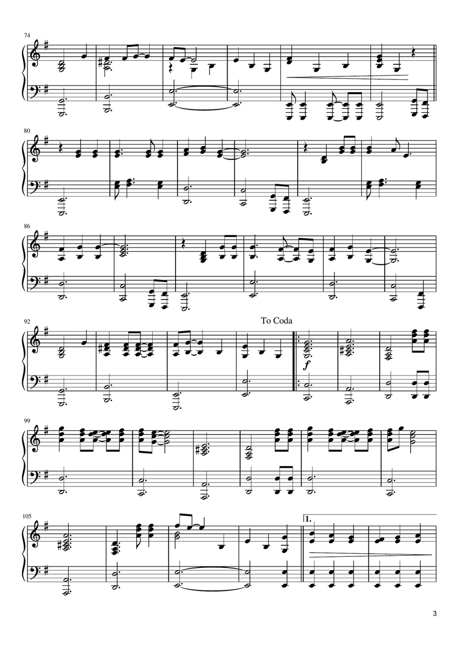 Nothing Else Matters Piano Solo scores gallery preview page 3