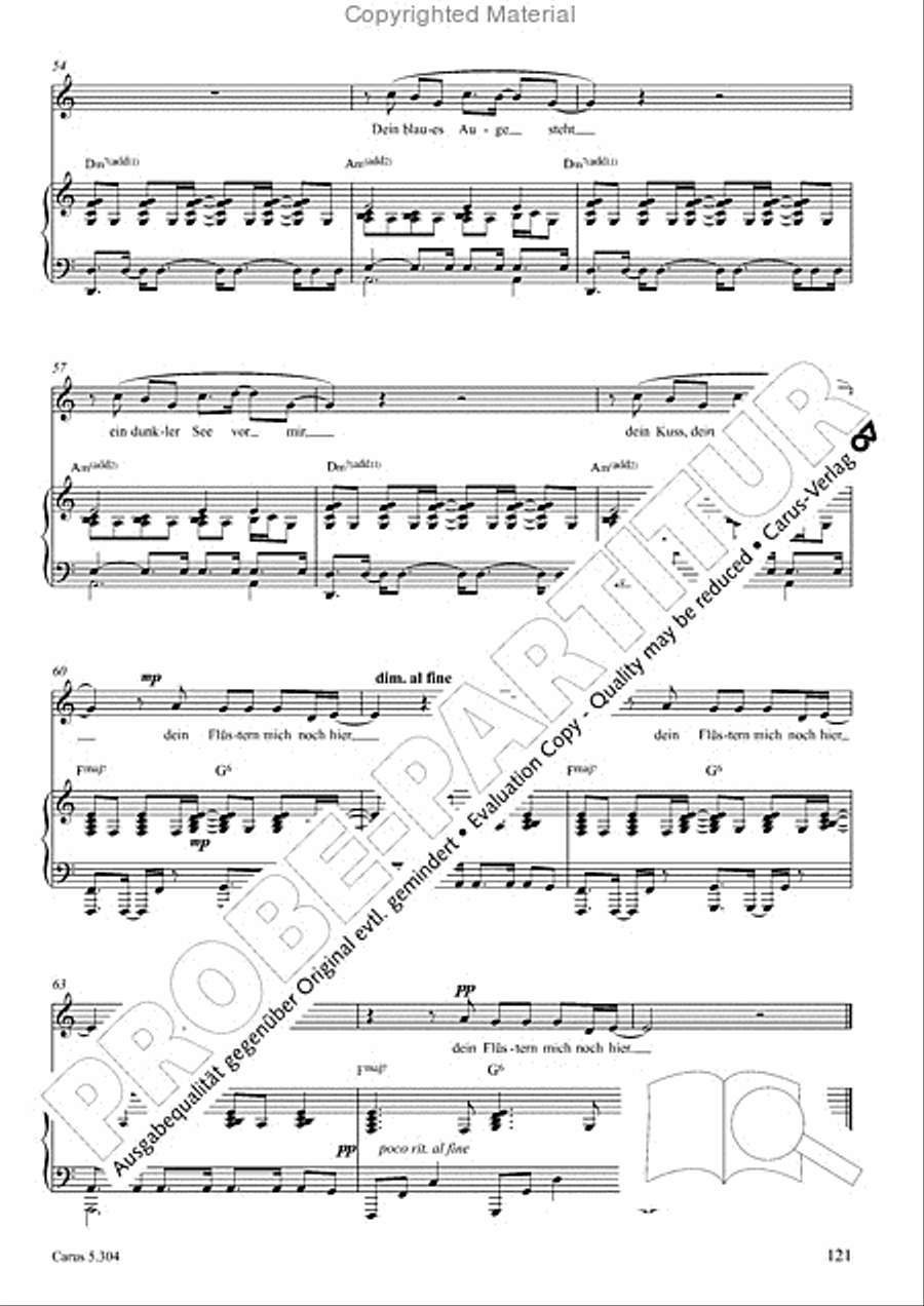 Schindler: Rosenzeit. Ein Liederzyklus uber die Liebe. Chansons fur Singstimme und Klavier Piano scores gallery preview page 122
