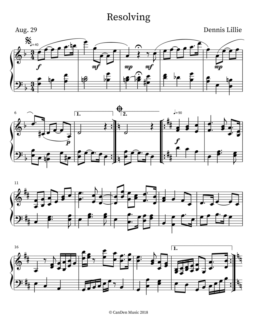 Resolving Piano Solo scores gallery preview page 1