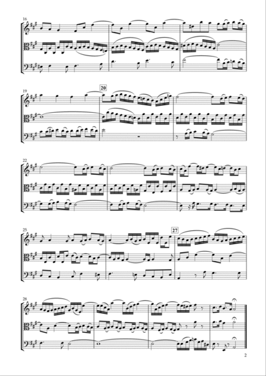 Sinfonia No.12 BWV.798 for String Trio - version for young cellists - String Trio scores gallery preview page 2