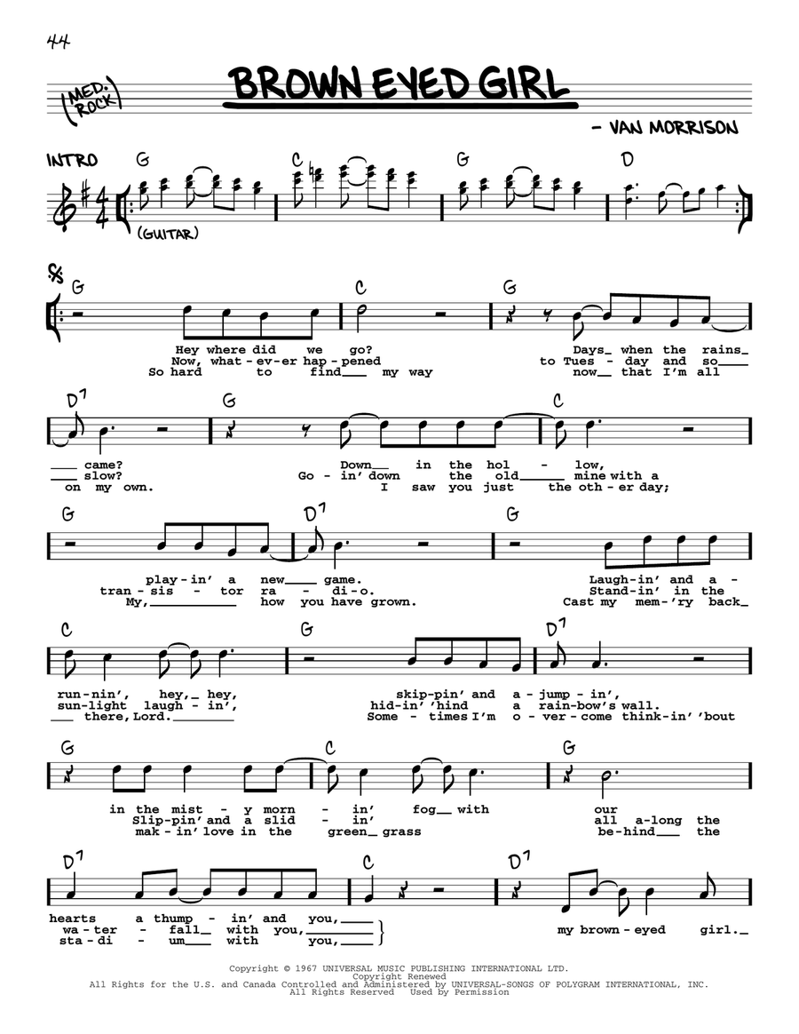 Brown Eyed Girl Brown Eyed Girl Voice scores gallery preview page 1
