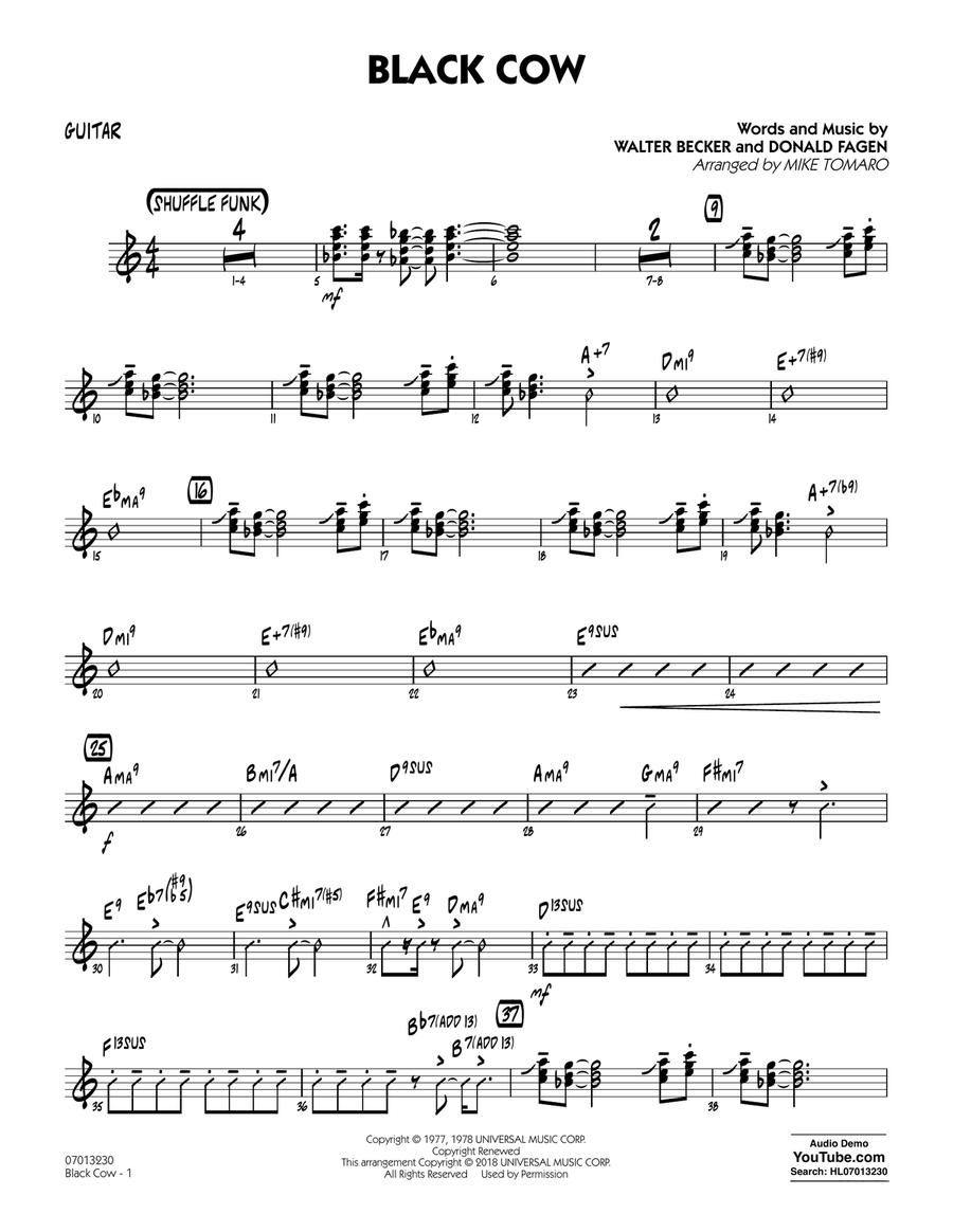 Black Cow (arr. Mike Tomaro) - Guitar Jazz Ensemble scores gallery preview page 1