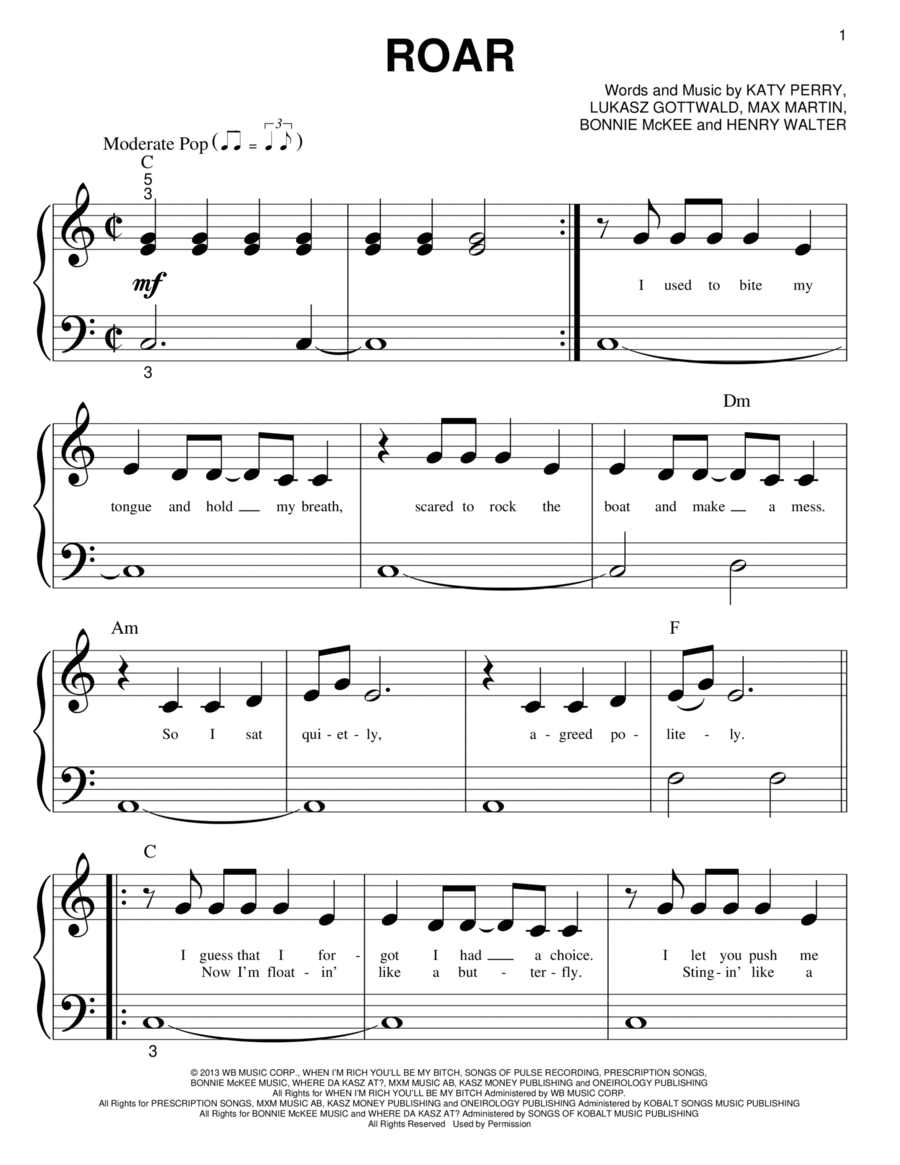 Roar Easy Piano scores gallery preview page 1