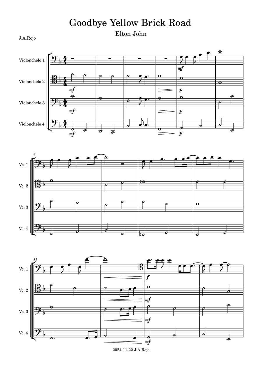 Goodbye Yellow Brick Road String Quartet scores gallery preview page 1