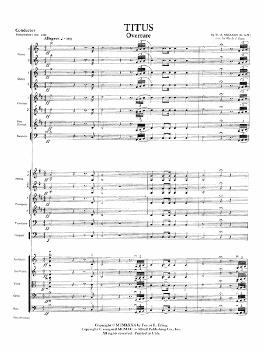 Titus Overture: Score Full Orchestra scores gallery preview page 2