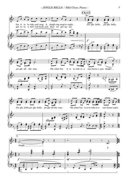 Jingle Bells (SSA, Piano PLUS bonus Percussion Part) image number null