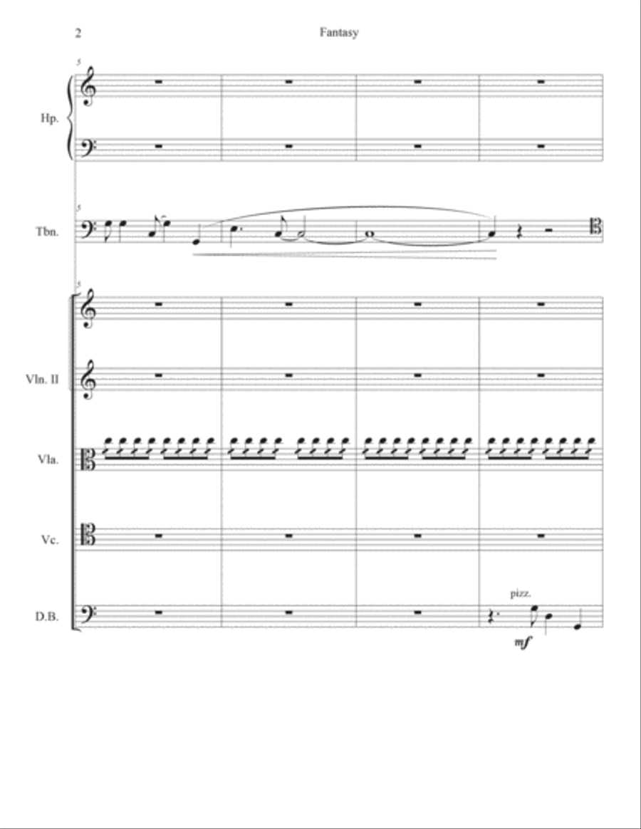 Fantasy for trombone solo, harp and string orchestra String Orchestra scores gallery preview page 3