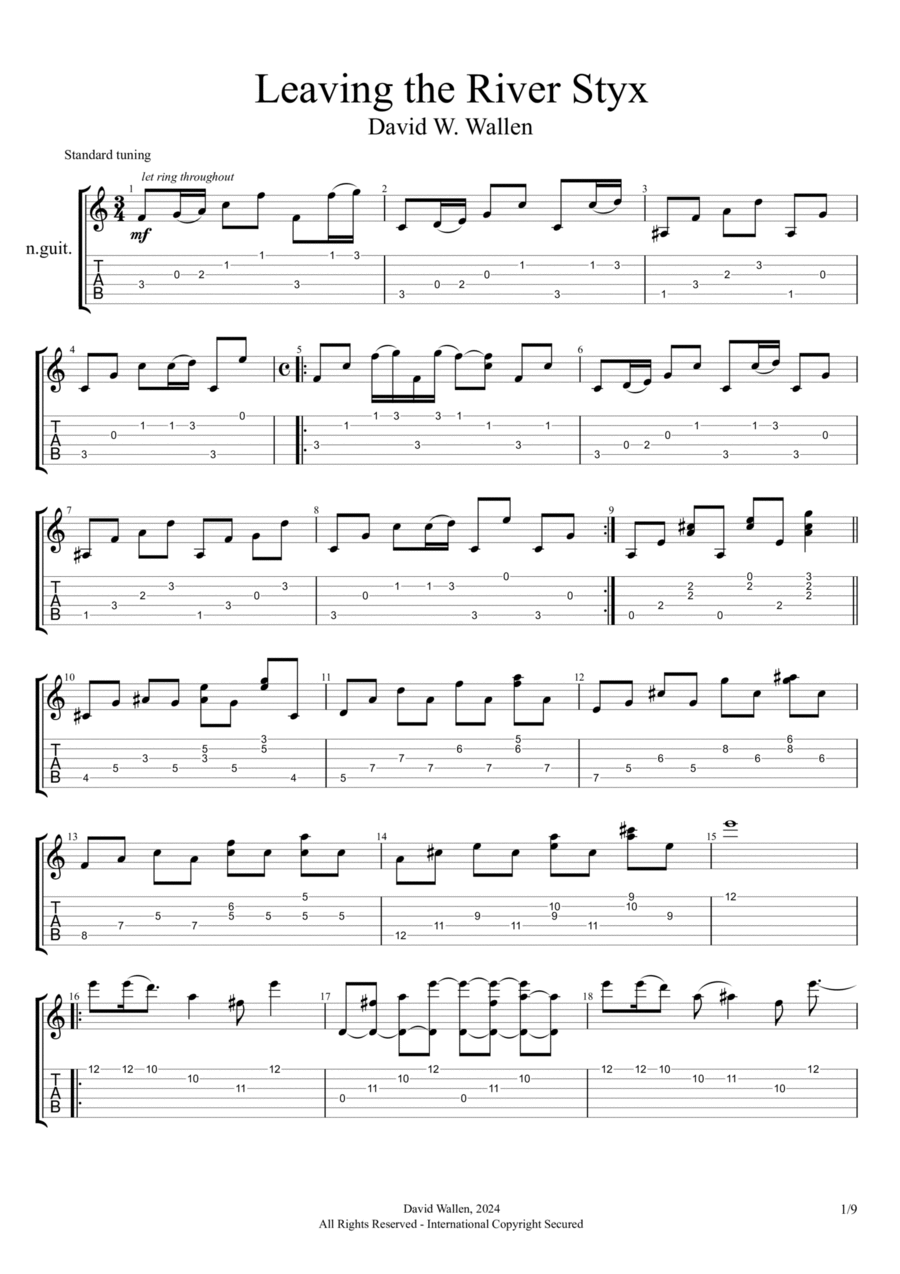 Leaving the River Styx Acoustic Guitar scores gallery preview page 1