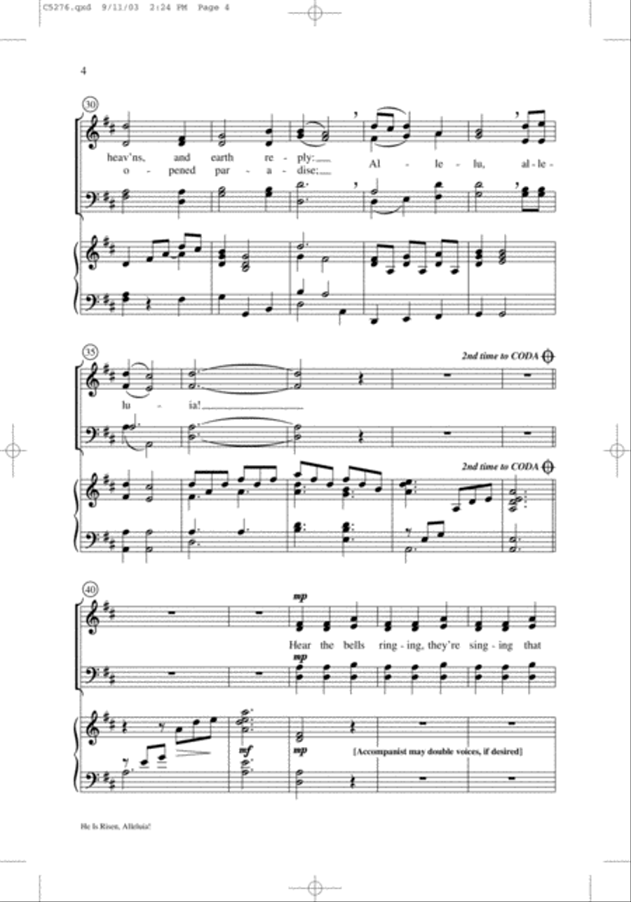 He Is Risen, Alleluia! 4-Part scores gallery preview page 11