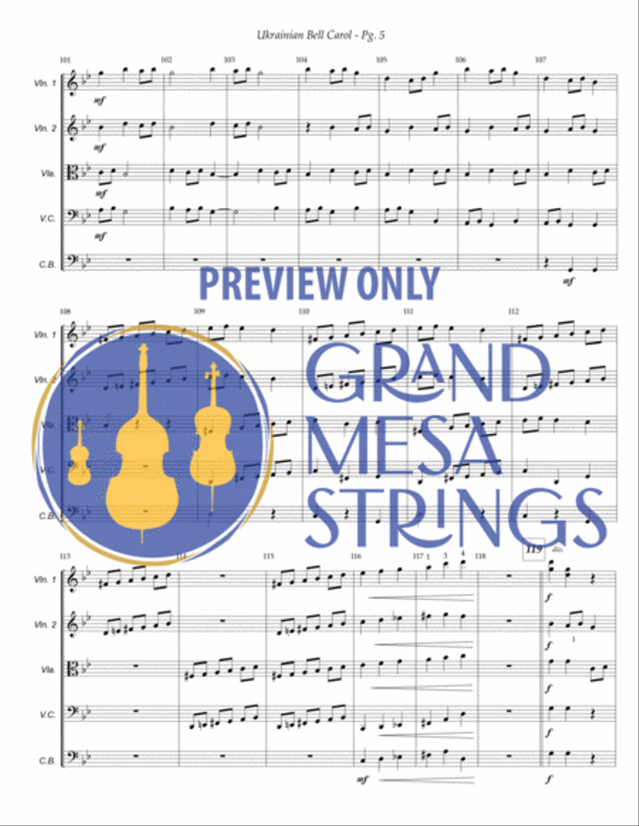Ukrainian Bell Carol String Orchestra scores gallery preview page 6
